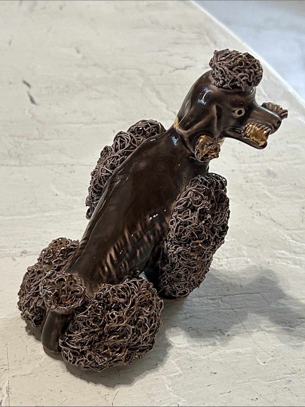 Vintage Ceramic Poodle Figurine in Dark Brown - Picture 3 of 5